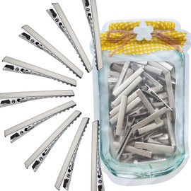 150 pinzas de pelo de cocodrilo para lazos para el pelo, clips de lazo a granel, clip de metal de caimán para hacer lazos, clips de peluquería grandes y lisos para manualidades, suministros de 4,5 cm (150 piezas económicas)