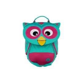 Affenzahn Little Friend Nursery Backpack for 1-3 Years Old Ergonomic Reflective Pull Tongue with Name Plate Owl Turquoise, Owl - Turquoise