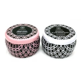 Park Avenue CocoSoy Eco Aroma Tin Candles Organic Natural Botanicals 2-Pack Multiple Scents - Velvet Rose, Pink Sands