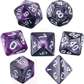 Yourandoll 7pcs Polyhedral Dice Dice 2 Colors 16mm for D20 D12 D10 D8 D6 D4 Dungeons and Dragons, DND, TRPG, MTG and More Table Games (Grey Purple)