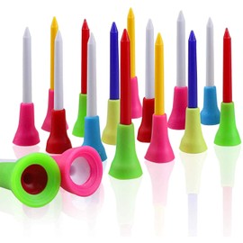 Namvo 50pcs Golf Tees Plastic Rubber Cushion Top Long Tees Durable Mixed Colors with Rubber Head Golf Practicing Tees for Golfer