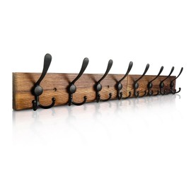 Homagic Coat Rack Wall Mount 31.5'' Coat Hanger Wall Mount Burnt Brown Coat Hooks for Wall Rustic Towel Racks for Bathroom Living Room Coat Hat Cloth