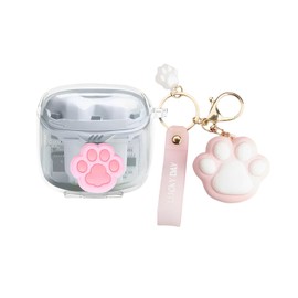 SKPY - Funda de protección duradera compatible con JBL Tune Flex, 3D garras de gato a prueba de golpes con llavero para niños, niñas, mujeres y hombres