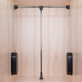 bimiti Pull Down Closet Rod 60 lbs Heavy Duty Home Clothes Storage Hanging Adjustable 33-45 inches Stainless Steel Side Mounted Closet Rod Wardrobe Lift Rail Organizer