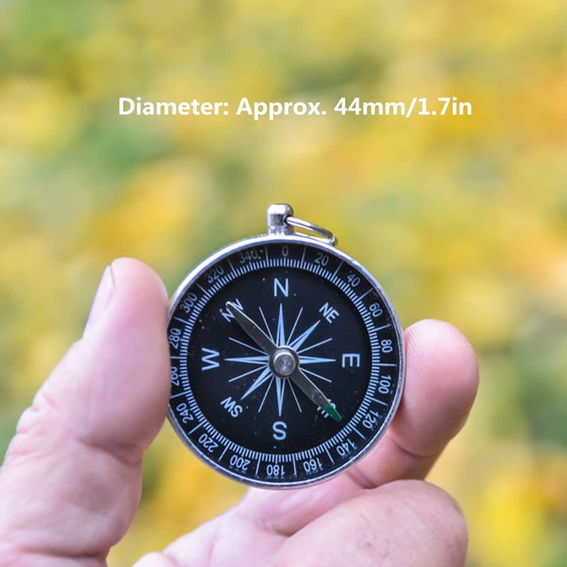 White Dial Iced Compass 45mm Aluminum Case Silver Portable Pocket
