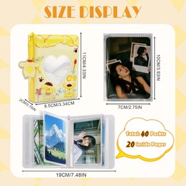 Photocard Binder, 3 Inch Kpop Photocard Holder 40 Pockets Kpop Photocard Binder Portable Mini Cartoon Photo Album Kpop Binder Photo Card Book With Lovely Pendant for Family Travel Photo Collection