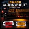 3.5 Inch 2 Red 2 Amber 12 LED Chrome Rectangular