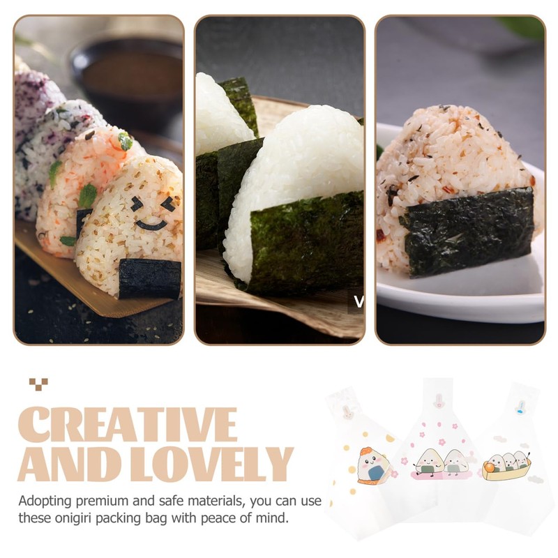 Totority 50Pcs Triangle Onigiri Wrappers, Easy Tear Food Grade Japanese