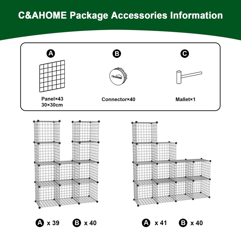 C&AHOME Wire Cube Storage, 12 - Cube Organizer Metal C