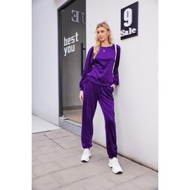 Beyove Women Velour Sweatsuits 2 Piece Tracksuit Sets with Pockets Sweatshirt & Sweatpants Leisure Jogger Outfits S-XXL