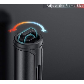 Urgrette Butane Torch Lighter, 6-inch Refillable Pen Lighter, Adjustable Jet Flame, Aluminum Alloy, Black
