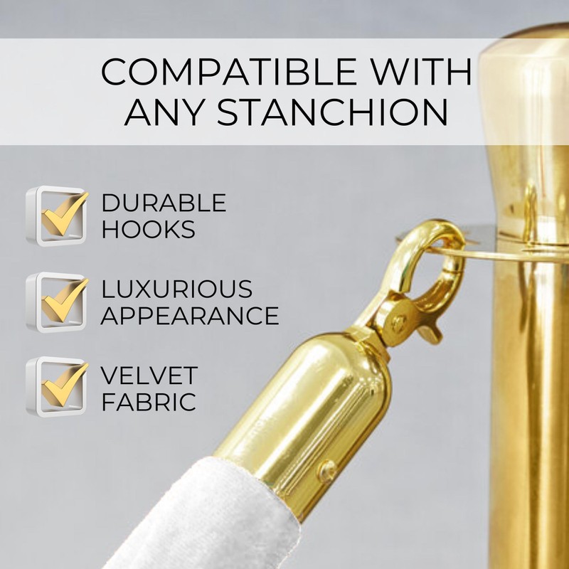 4 PCS White Velvet Rope - 5 Ft Red Carpet
