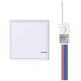 KCMYTONER 1 110V Receiver + White 1 Way Wireless Light Switch and 1 110V Receiver Kit Outdoor 1900 ft Indoors 229 ft - Remote Control - IP54 Waterproof