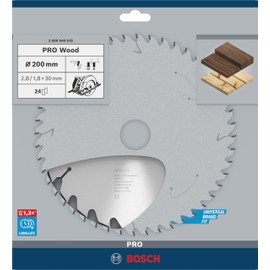 Bosch 1x PRO Wood Circular Saw Blade for Corded Hand-Held Circular Saws (for Softwood, Hardwood, Ø mm, Professional Accessory Hand-Held Circular Saw)