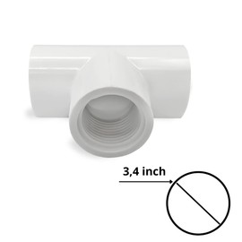 PVC Tee Pipe Fitting Sch 40-3/4 Inch Slip Socket x 3/4 Inch Slip Socket x 3/4 Inch FNPT PVC Tee - PVC Tee 3/4 Inch