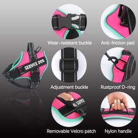 voopet Service Dog Harness, Emotional Support Pet Vest Harness, Reflective Breathable and Adjustable No-Pull ESA Dog Harness for Small Medium Large Dogs (with 4 PCS Removeable Tags)