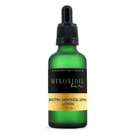 Loción estimulante para cabello, barba y cejas, enriquecida con biotina, UNISEX - al 10%, presentación de 50 ml por botellas, incluye gotero