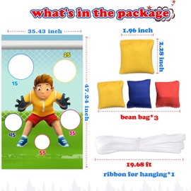 Soccer Goalkeeper Guarding Goal Toss Games Banner Backdrop Soccer Ball Football Sports Theme Decor Decorations for Indoor Outdoor Kids Boys Girls Soccer Fans Birthday Party Supplies