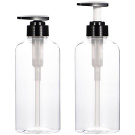 Yebeauty 2 Pack Clear Pump Bottles 17oz/500ml, Empty Plastic Lotion Bottle Pump Dispenser with Pump Refillable