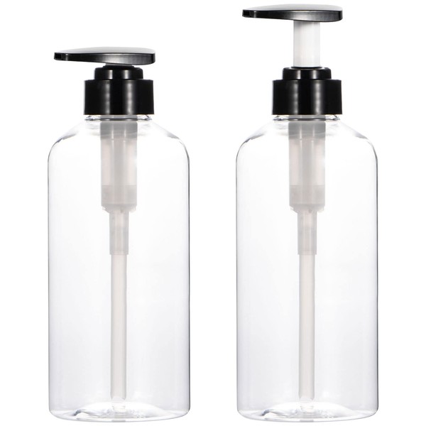 Yebeauty 2 Pack Clear Pump Bottles 17oz/500ml, Empty Plastic Lotion