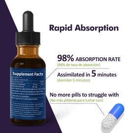 Nurbetoxa Lemon Balm Mood Boost Drops, Gotas de Citrato de Magnesio, Toronjil y Valeriana para Dormir y Ansiedad, Natural Calm, Cortisol Balance, Promotes Relaxation w/Magnesium Extract Liquid.2oz