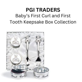Baby’s First Curl and First Tooth Keepsake Box Collection | Adorable Teddy Bear Designs | Charming Gift | Satin-Lined White Gift Box | 6” Square