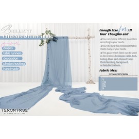 Dusty Blue Wedding Gauze Cheesecloth Fabric, 9.2M x 90cm Cheesecloth Arch Draping Ceiling Drape Table Runner, Blue DIY Cheesecloth for Chair Sash Napkins Drape Wedding Decoration