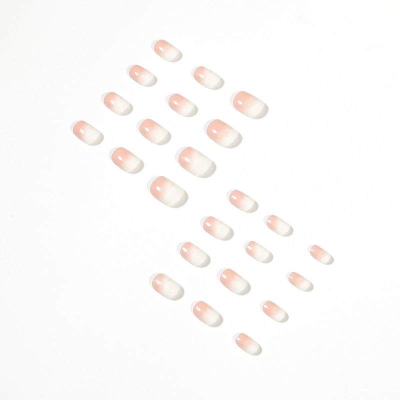 SEMTIM Nail Tips, 24 Pieces, Medium, Short False Nails, Short