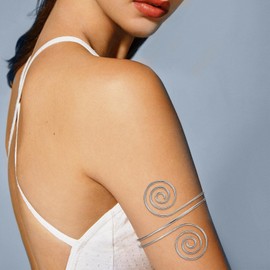 Dormklss 9Pcs Arm Cuff Bracelets for Women Gold Silver Upper Arm Bracelet Adjustable Minimalist Bangle Armband Jewelry Set Open Armlet Cuff Accessories