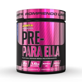 Limit-X Nutrition Pre Workout Pre-Para Ella | Polvo pre entreno con Creatina Monohidratada, Cafeína, Beta Alanina y Arginina | 190 gramos | 30 servicios (Mora Azul)