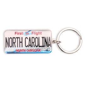 Westmon Works North Carolina Keychain Souvenir First In Flight License Plate Metal Key Ring, Multi, Small