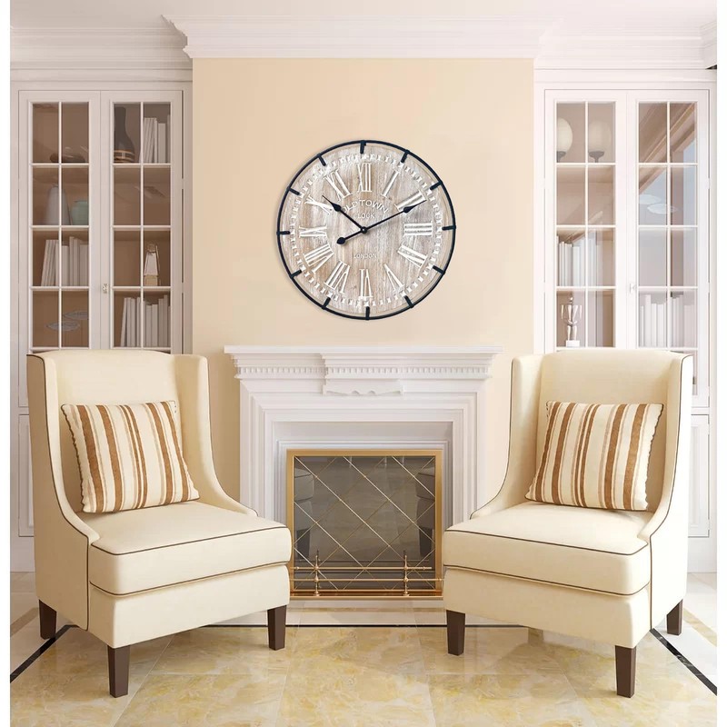 EMAX HOME 24 Inch Large Farmhouse Wall Clock, Rustic Antique