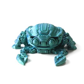 WUALAIER 3D Printed Cyber Crab 3D Animals Toys 3D Printer Toys Eco Friendly PLA Material Flexible Joints Movable Crab Shell Non Toxic Collectible Toy（Cyan）