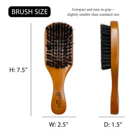 Titan Club Wave Brush for Men - 100% Natural Boar Bristles, Durable Wooden Handle, Smoothing Brush for All Hair Types, Restores Shine and Waves