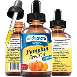 MYVIDAPURE PUMPKIN SEED OIL WILD GROWTH Pure REFINED 2 Fl.oz.- 60 ml. For Skin, Face, Body, Hair and Lip Care