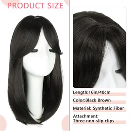 XFSRG Hairpieces, real hair clip-in extensions, natural look, hair topper for everyday and special occasions, long straight hair (4# black-brown)