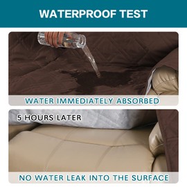 Turquoize 100% Waterproof Recliner Sofa Cover 2 Seat Reclining Couch Cover for 2 Cushion Couch Waterproof Recliner Sofa Protector Cover for Dogs Pets with Non Slip Backing and Strap (Medium, Brown)