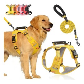 Pecheras Arnes Perro Apto Para Todo Tipo De Cuerpo Ajustable Color Amarillo Talla Del Arnés M