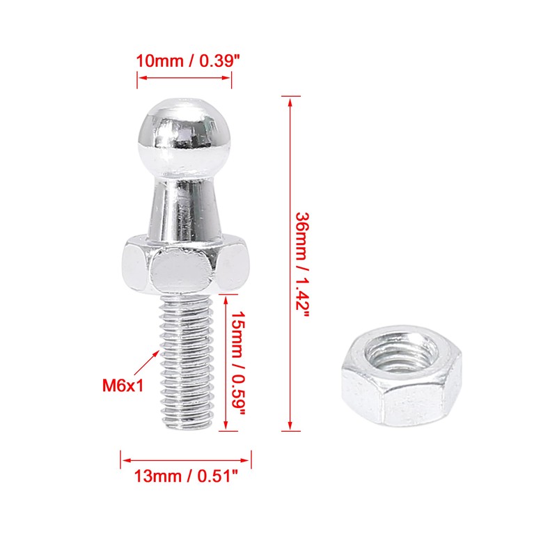 X AUTOHAUX 4 Set 10mm M6x15mm Ball Stud Car Gas