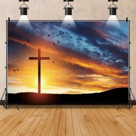 Mestiker 7x5ft Holy Bible Backdrop Church Backdrop Purple Easter Religious Banner Open Bible Nail Holy Light Photography BackgrounCrucifixion Religious Belief Studio Props Vinyl
