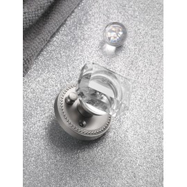 SORWDUERM Satin Nickel Knobs Crystal Door Knob Interior Brushed Nickel Privacy Door Knob for Bedroom and Bathroom Square Glass Silver Door Knob,Zinc Alloy 1 Pack