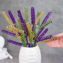 Unbranded Set of 6 Decorative Mardi Gras Glitter Curly Spring Spray 16" Stems