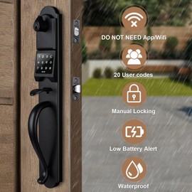 HISAFE Smart Front Door Lock Set, Keyless Entry Door Lock with Touchscreen, Matte Black Finish, Right Hand