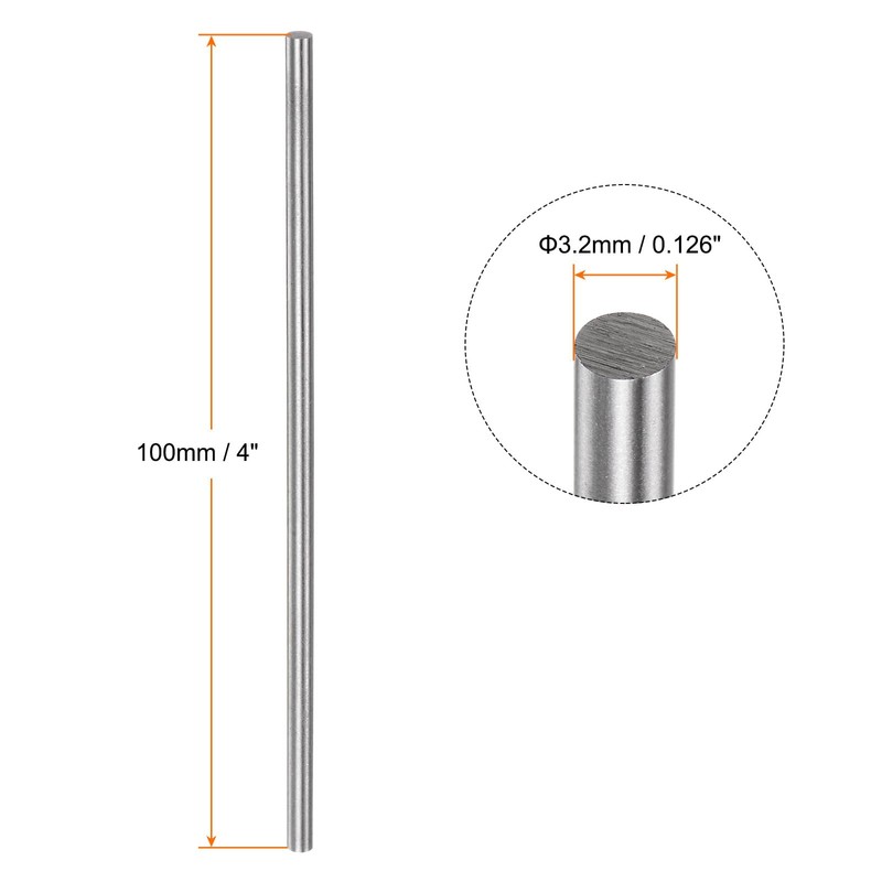 sourcing map 15 Pieces Round Rods 3.2mm x 100mm High