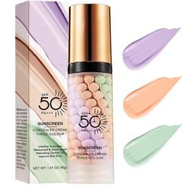 One Step Color Corrector Face Primer with SPF 50, Sunscreen Isolation Cream, Oil Control Moisturizing, Tone Correction & Brightening Primer, Vegan Makeup Primer for Flawless Skin