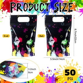 Fuutreo 50 Pcs Neon Party Zip Lock Bags Clear Glow in the Dark Sealing Pouches with Handles Resealable Neon Glow Plastic Bag for Glow Theme Birthday Party Candy Gift Wrap Supplies Decoration (Glow)