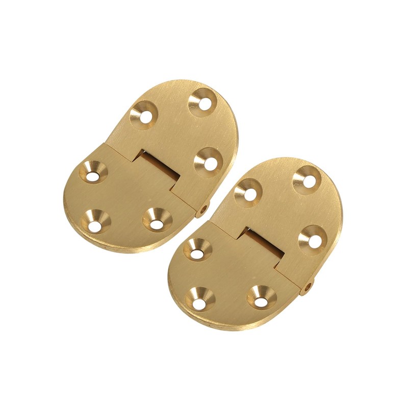 2pcs Brass Butler Tray Hinge Set, 2-1/2"x1-1/2 Round Hinge with