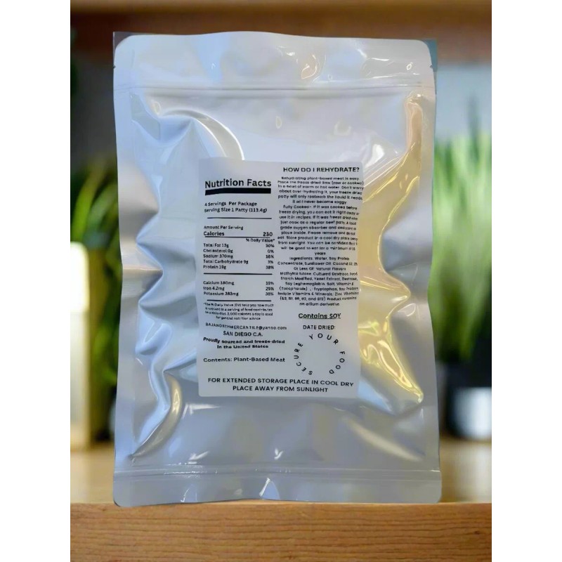 Baja North Mercantile Freeze-Dried Impossible™ Plant Based patties for Vegan