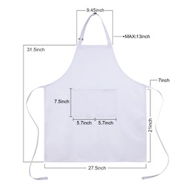 ROLOSI White Chef Custom for Adult, Adjustable Chef Apron & Hat with Pocket for Kictchen, Cooking, BBQ, Chef Outfit for Men and Women