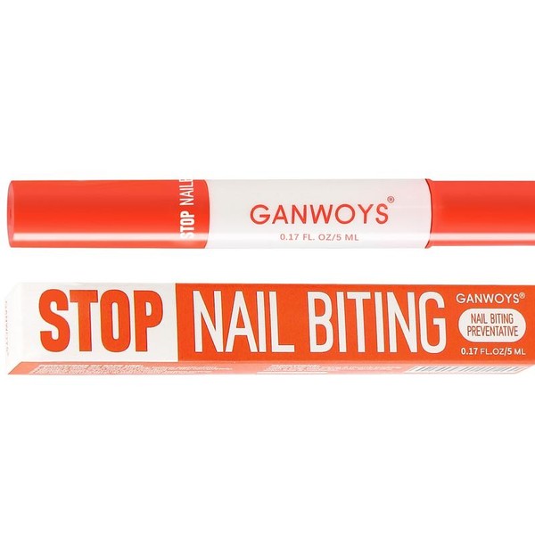 GANWOYS Dark Red Anti-Bite Nail Pen, Non-Toxic Bitter Formula, Portable